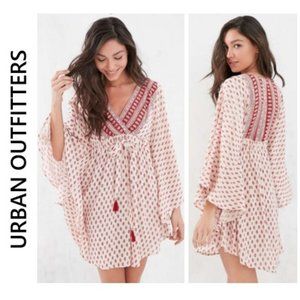 UO Ecote Mixed Print Caftan Mini Dress xs NWT